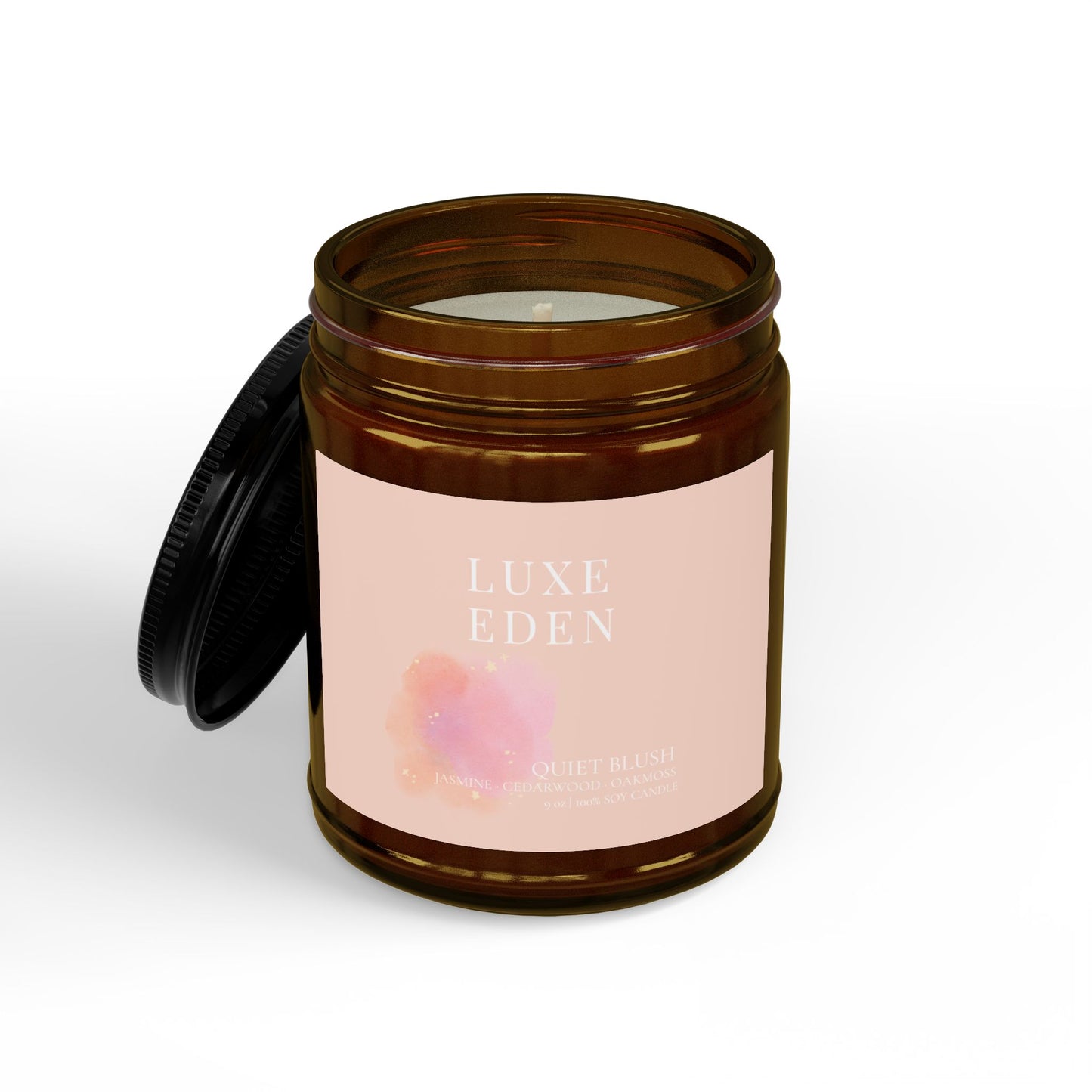 Quiet Blush Soy Candle (9 oz) – Romantic Floral & Soft Woods Valentine Candle | Luxe Eden