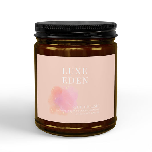 Quiet Blush Soy Candle (9 oz) – Romantic Floral & Soft Woods Valentine Candle | Luxe Eden