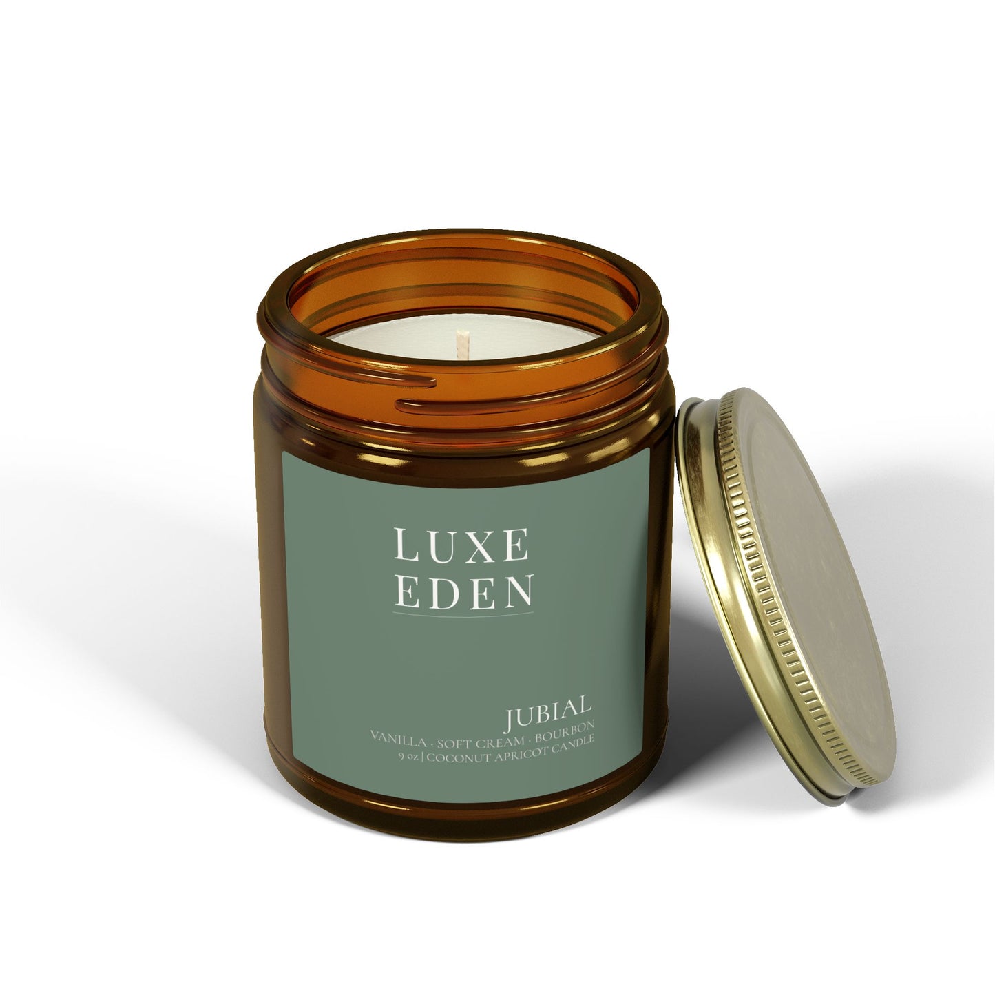 JUBIAL – Vanilla Bourbon Coconut Apricot Candle | Luxe Eden (9 oz)