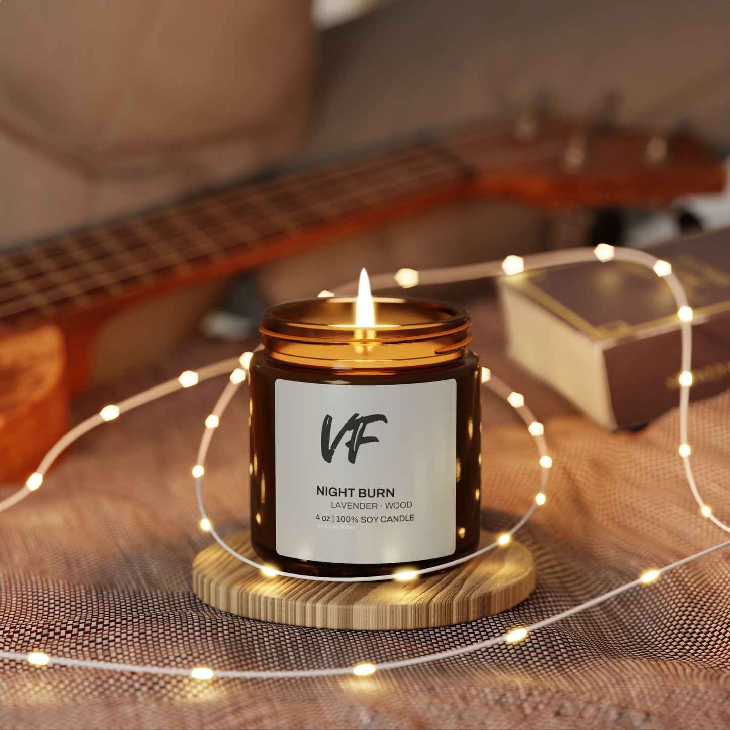 Night Burn – Lavender & Wood Amber Soy Candle (4oz)