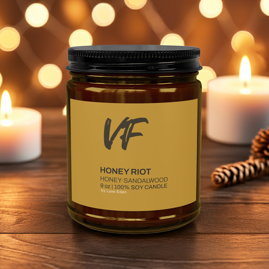 Honey Riot – Honey & Sandalwood Soy Candle (9oz)
